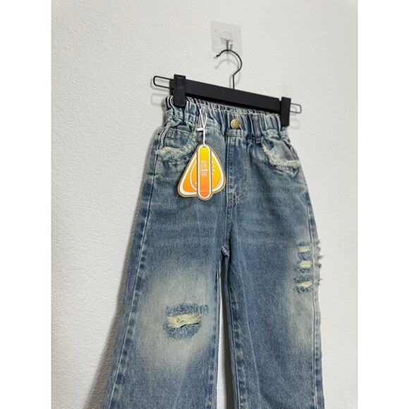 NWT Toddler Distressed Wide Leg Jeans Denim Elastic Waist Pants 7 - Picture 4 of 10